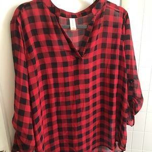 Chiffon Buffalo Plaid Top